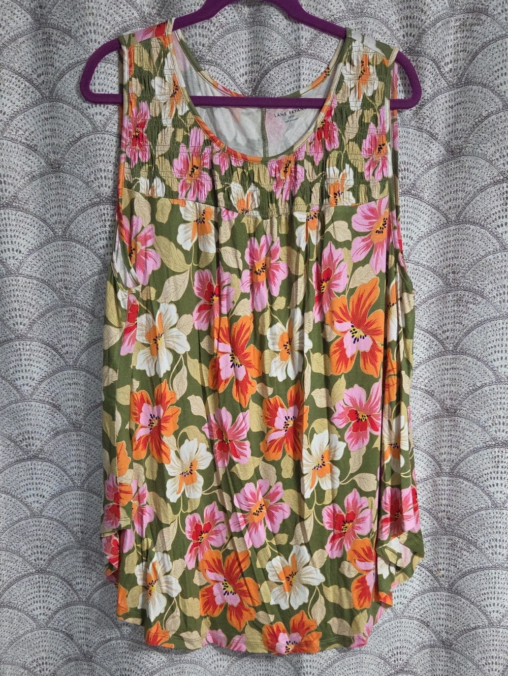 Lane Bryant Olive Floral Tank Size 22/24